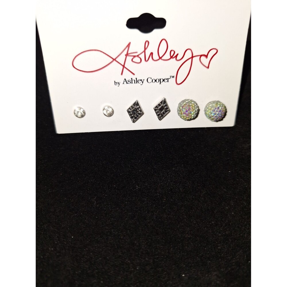 Ashley by Ashley Cooper Multi-Stud Earring Set - Silver & Iridescent